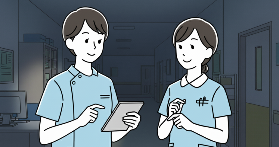 夜勤中の若手看護師