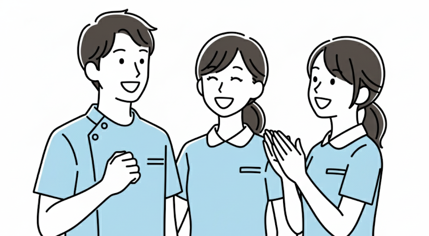 リラックスして談笑する若手看護師たち